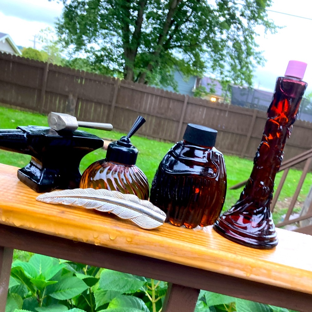 4 Vintage Avon Fragrance & After Shaves Collectible Bottles w/ Original Scent